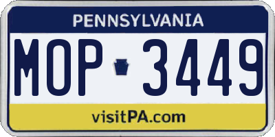 PA license plate MOP3449