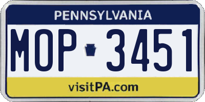 PA license plate MOP3451