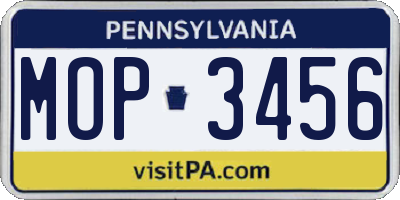 PA license plate MOP3456