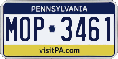 PA license plate MOP3461
