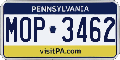 PA license plate MOP3462