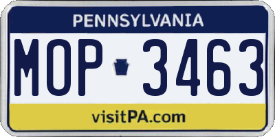 PA license plate MOP3463