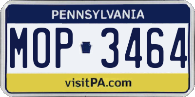 PA license plate MOP3464