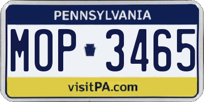 PA license plate MOP3465
