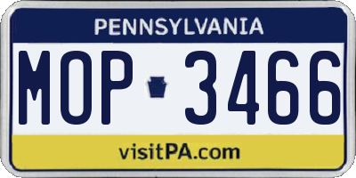 PA license plate MOP3466