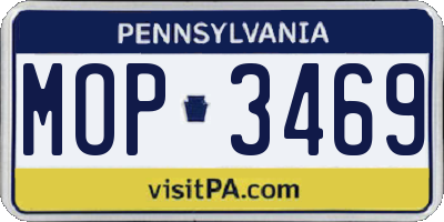 PA license plate MOP3469