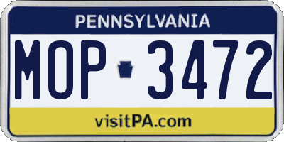 PA license plate MOP3472