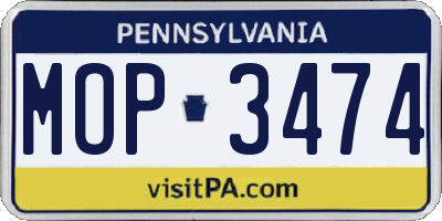 PA license plate MOP3474
