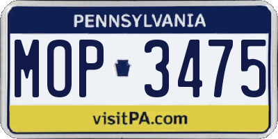 PA license plate MOP3475