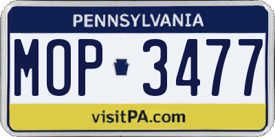 PA license plate MOP3477