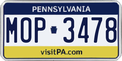 PA license plate MOP3478