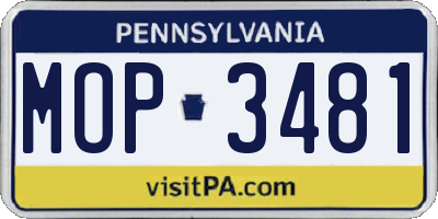 PA license plate MOP3481