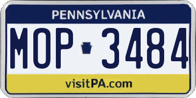 PA license plate MOP3484