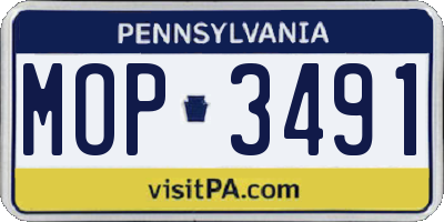 PA license plate MOP3491