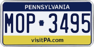 PA license plate MOP3495