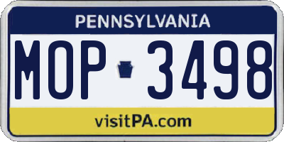 PA license plate MOP3498