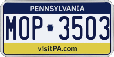PA license plate MOP3503