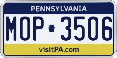 PA license plate MOP3506
