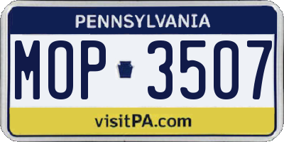 PA license plate MOP3507