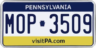 PA license plate MOP3509