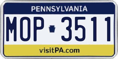 PA license plate MOP3511