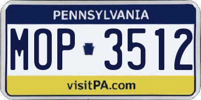 PA license plate MOP3512