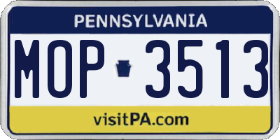 PA license plate MOP3513