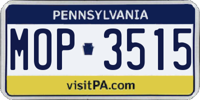 PA license plate MOP3515
