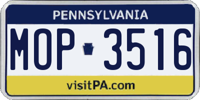 PA license plate MOP3516