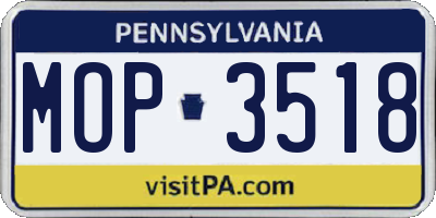 PA license plate MOP3518