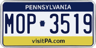 PA license plate MOP3519
