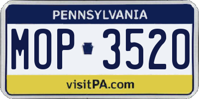 PA license plate MOP3520