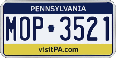 PA license plate MOP3521
