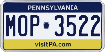 PA license plate MOP3522