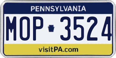 PA license plate MOP3524