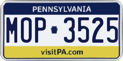 PA license plate MOP3525