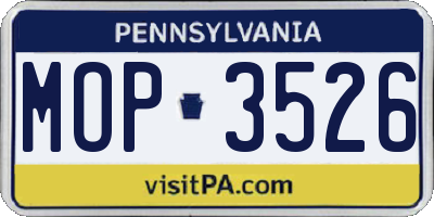 PA license plate MOP3526