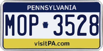 PA license plate MOP3528