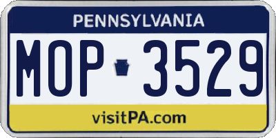 PA license plate MOP3529