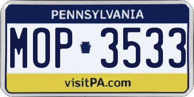 PA license plate MOP3533