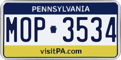 PA license plate MOP3534