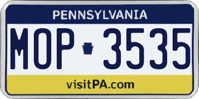 PA license plate MOP3535