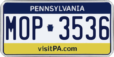 PA license plate MOP3536
