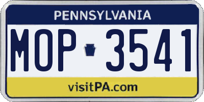 PA license plate MOP3541