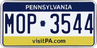 PA license plate MOP3544