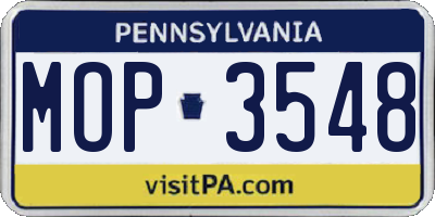 PA license plate MOP3548