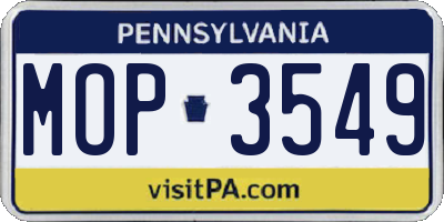 PA license plate MOP3549