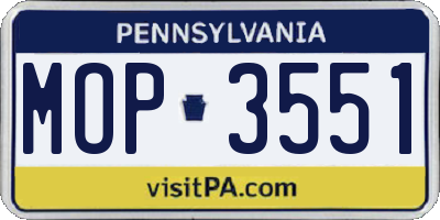 PA license plate MOP3551