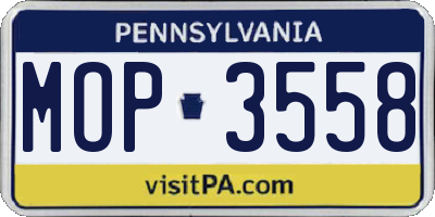 PA license plate MOP3558