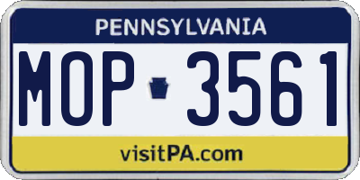 PA license plate MOP3561